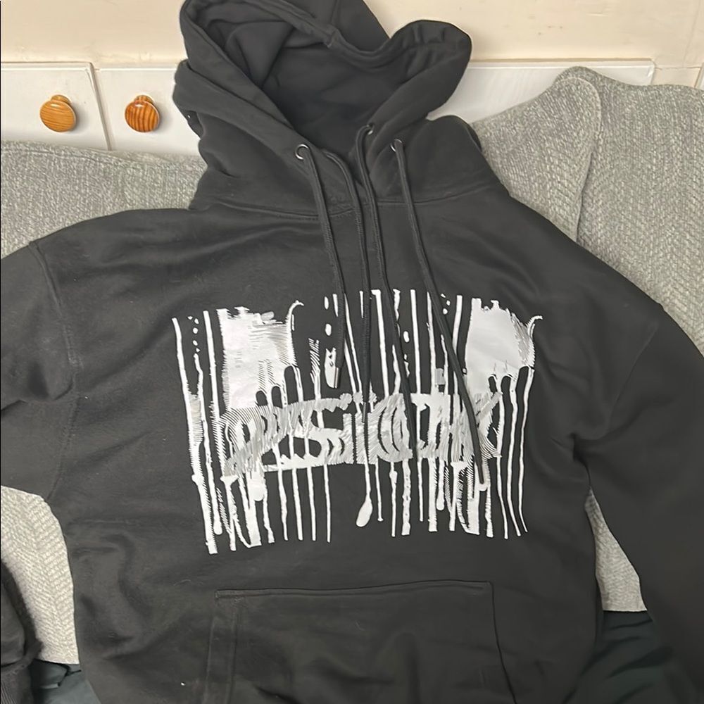 Y2K Double Layered Black Graphic Hoodie